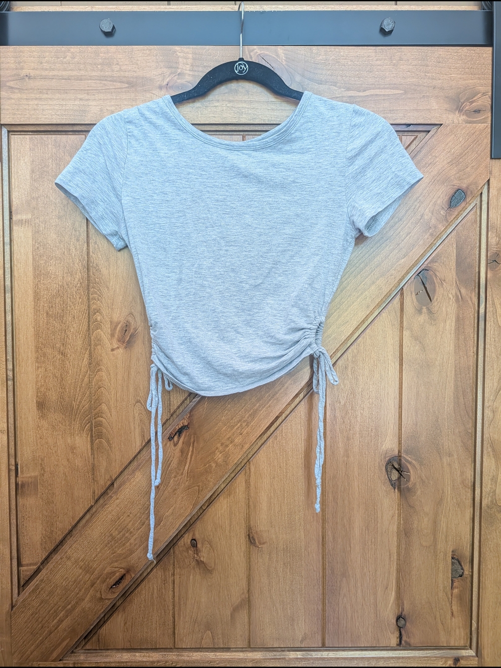 Basic Gray Cinch-Side Crop Top